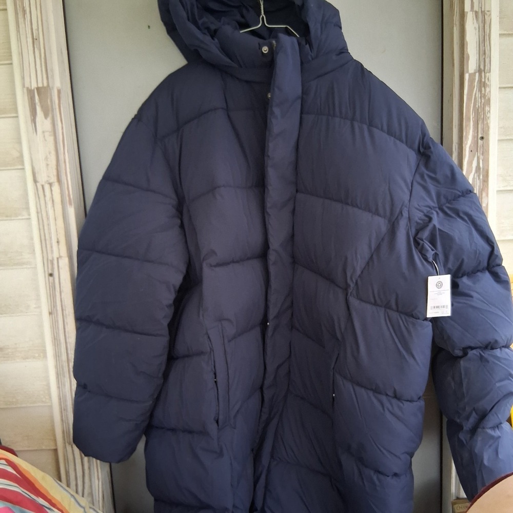 NWT Big Tall Mens 4XLT Heavy Long Puffer Coat‎ Navy Blue